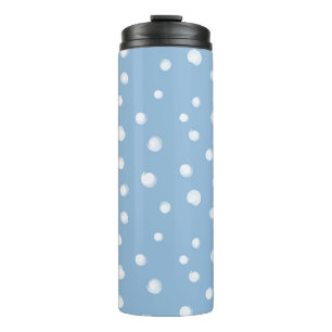 Waterverf sneeuwvlokken blauw patroon thermosbeker