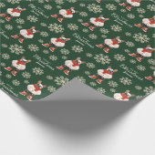 Waterverf Sneeuwvlokken Groene Frenchie Hondenkers Cadeaupapier (Hoek)