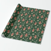 Waterverf Sneeuwvlokken Groene Pug Dog Christmas Cadeaupapier (Uitgerold)