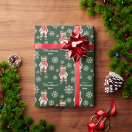 Waterverf Sneeuwvlokken Groene Yorkie Hondenkerst Cadeaupapier