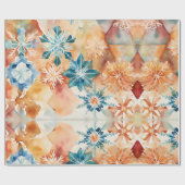 Waterverf sneeuwvlokken kerstinpakpapier cadeaupapier (Vlak)