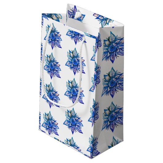 Waterverf sneeuwvlokken klein cadeauzakje (Achterkant Gekanteld)