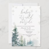 Waterverf Sneeuwvlokken Koud Buiten Baby shower Kaart (Voorkant)