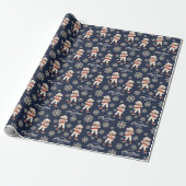 Waterverf Sneeuwvlokken Navy Blue Poodle Christmas Cadeaupapier (Uitgerold)