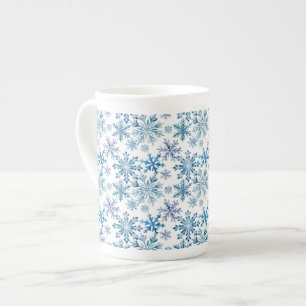 Waterverf Sneeuwvlokken Patroon Porselein Kop