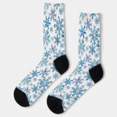Waterverf Sneeuwvlokken Patroon Sokken (Links)