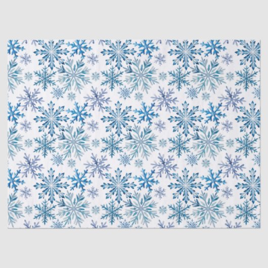 Waterverf Sneeuwvlokken Patroon Tissuepapier (Voorkant)