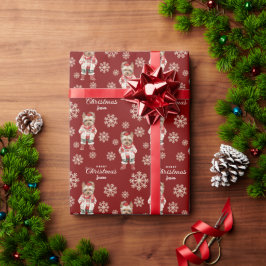 Waterverf Sneeuwvlokken Red Yorkie Hondenkerst Cadeaupapier
