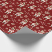 Waterverf Sneeuwvlokken Red Yorkie Hondenkerst Cadeaupapier (Hoek)