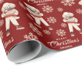 Waterverf Sneeuwvlokken Rode Poedel Hond Kerst Cadeaupapier (Rol Hoek)
