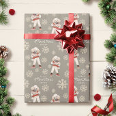 Waterverf Sneeuwvlokken Taupe Poedel Hond Kerst Cadeaupapier