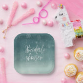 Waterverf Sneeuwvlokken Winter Bruidsdouche  Papieren Bordje (Feest)