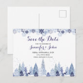 Waterverf Sneeuwvlokken Winterbruiloft Save The Da Briefkaart (Voorkant / Achterkant)