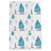 Waterverf sneeuwvorst kerstbomen medium cadeauzakje (Achterkant)