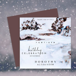Waterverf Sneeuwwinterbergen Elegant Verjaardag Kaart