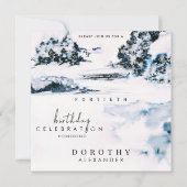 Waterverf Sneeuwwinterbergen Elegant Verjaardag Kaart (Voorkant)