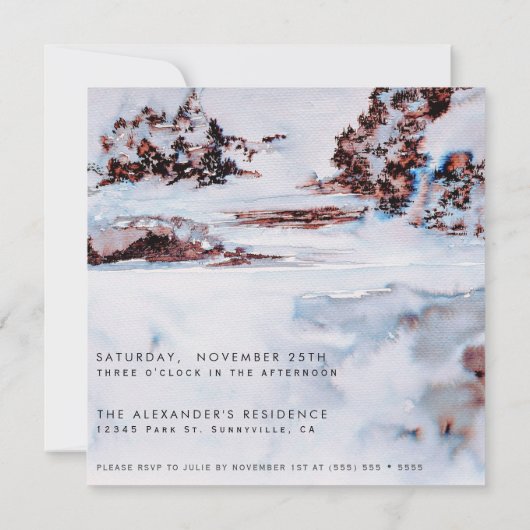 Waterverf Sneeuwwinterbergen Elegant Verjaardag Kaart (Achterkant)