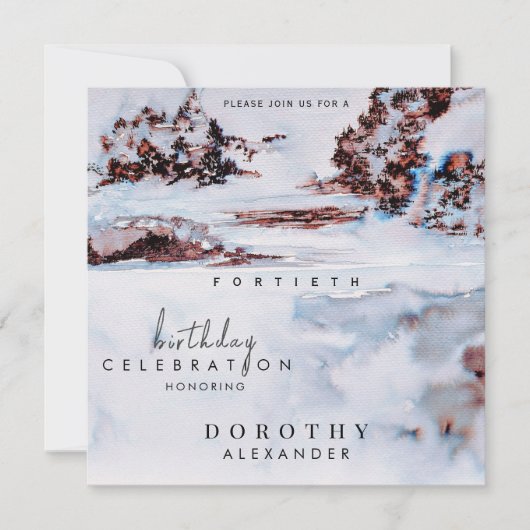 Waterverf Sneeuwwinterbergen Elegant Verjaardag Kaart (Voorkant)