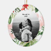 Waterverf - Snel kerstfotoontwerp Keramisch Ornament (Links)