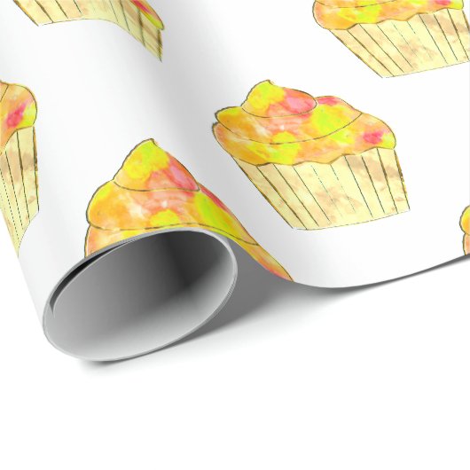 Waterverf snijtaart op wit cadeaupapier (Rol Hoek)