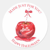 Waterverf Snoep Apple Happy Halloween Ronde Sticker (Voorkant)