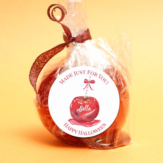 Waterverf Snoep Apple Happy Halloween Ronde Sticker