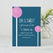 Waterverf Snoep Lollipop Birthday Party roze Kaart (Staand voorkant)