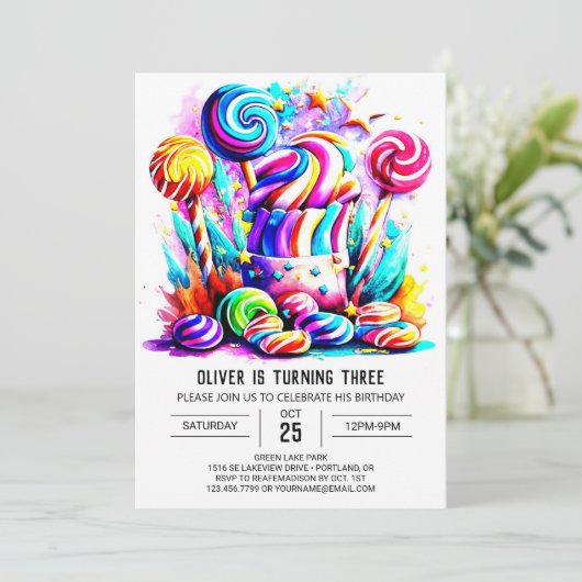 Waterverf Snoep Sweet Chocolate Verjaardag Kaart (Staand voorkant)