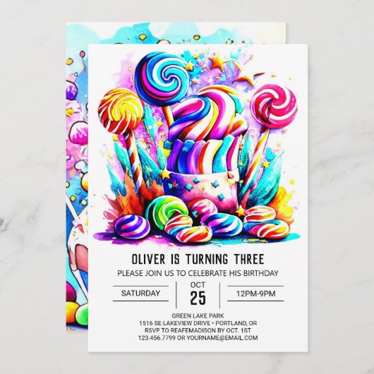 Waterverf Snoep Sweet Chocolate Verjaardag Kaart (Voorkant / Achterkant)