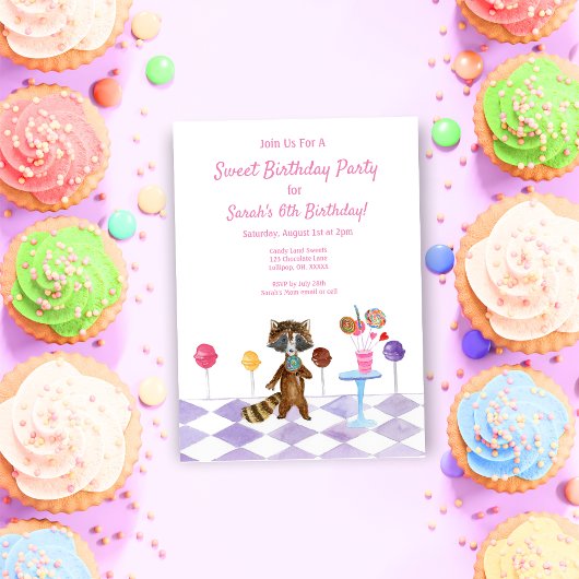 Waterverf Snoep Verjaardagsfeestje Kaart