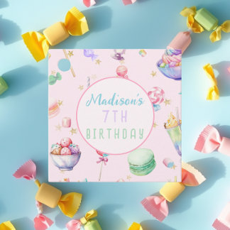 Waterverf Snoep Wonderland Pastel Verjaardagsfeest Bedankjes Labels