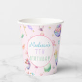 Waterverf Snoep Wonderland Pastel Verjaardagsfeest Papieren Bekers (Voorkant)