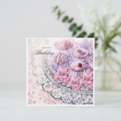 Waterverf snoepjes en verjaardagskaart voor bloeme (Staand voorkant)