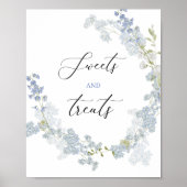 Waterverf snoepjes trakteert blauw bloemen Baby sh Poster (Voorkant)