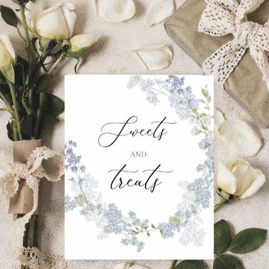 Waterverf snoepjes trakteert blauw bloemen Baby sh Poster