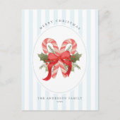 Waterverf snoepriet en boog Vrolijk kerstfeest Feestdagenkaart (Voorkant)