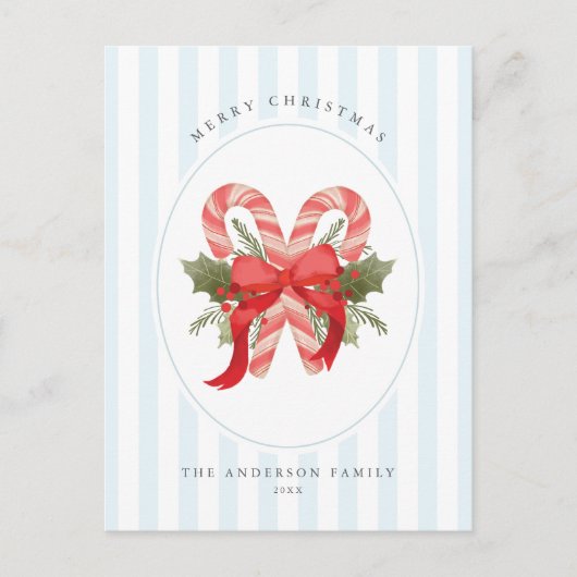 Waterverf snoepriet en boog Vrolijk kerstfeest Feestdagenkaart (Voorkant)
