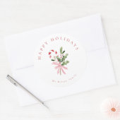 Waterverf Snoepriet & Roze Strik Vakantiedecoratie Ronde Sticker (Envelop)