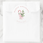 Waterverf Snoepriet & Roze Strik Vakantiedecoratie Ronde Sticker (Tas)