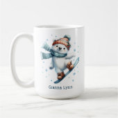 Waterverf Snow Boarding Polar Beer gepersonaliseer Koffiemok (Links)