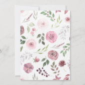 Waterverf Snow Bourgondië Herfst Flowers Baby show Kaart (Achterkant)