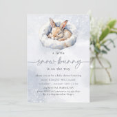 Waterverf Snow Bunny Baby shower Kaart (Staand voorkant)