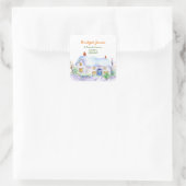 Waterverf Snow Cottage Adres Label (Tas)