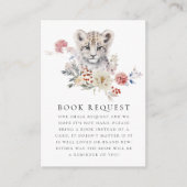 Waterverf Snow Leopard Baby shower Boekaanvraag Informatiekaartje (Voorkant)