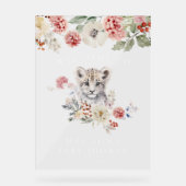 Waterverf Snow Leopard Baby shower Welkom Acryl Bord (Voorkant)