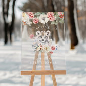 Waterverf Snow Leopard Baby shower Welkom Acryl Bord