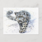 Waterverf Snow Leopard Briefkaart (Voorkant)