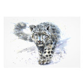 Waterverf Snow Leopard Foto Afdruk (Voorkant)