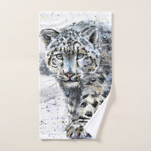 Waterverf Snow Leopard Handdoek (Handdoek)