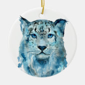 Waterverf Snow Leopard Keramisch Ornament (Voorkant)